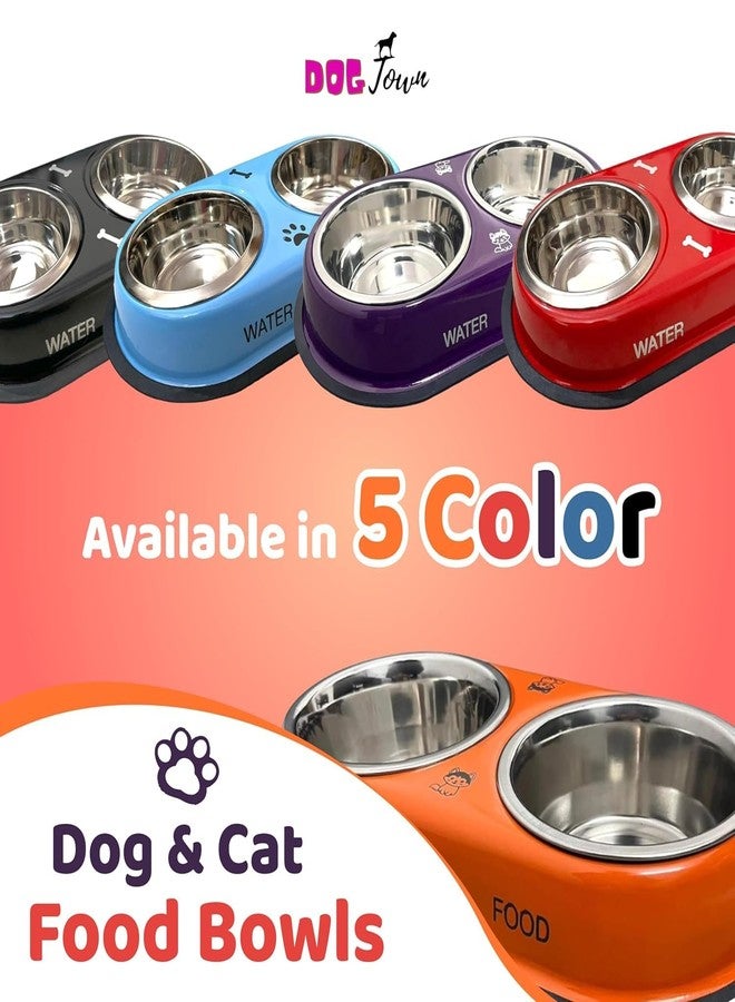 DOGTOWN Dog Push-to-Release Water Bottle with Stainless Steel Bowl - Portable Hydration Set for Pets (Multicolor, Push to Release Bottle with Double Dinner Bowl) - Image 3
